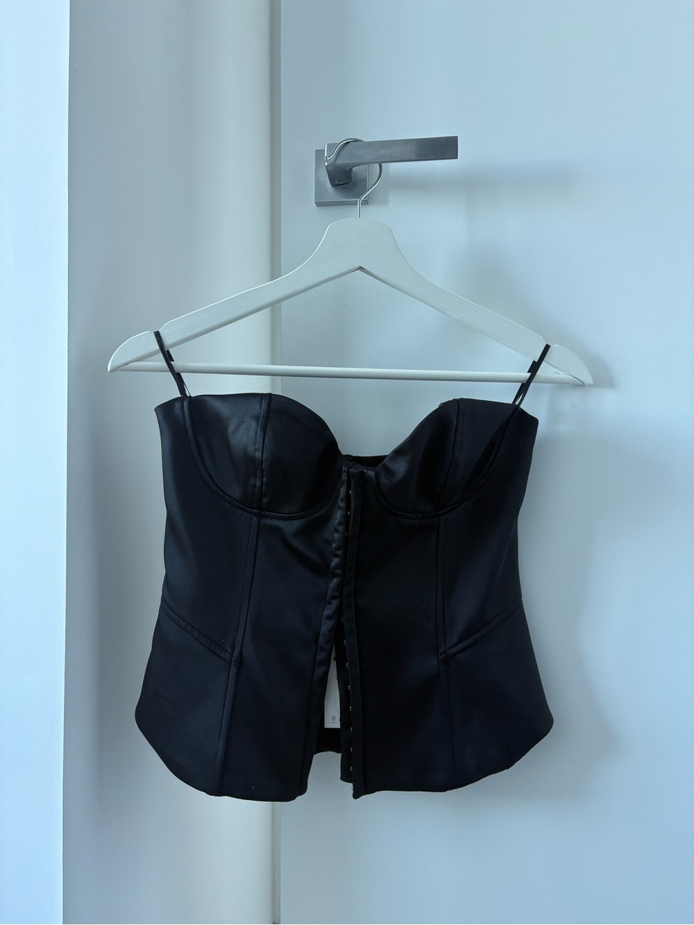 Zara Black Bustier-Style Satin Camisole